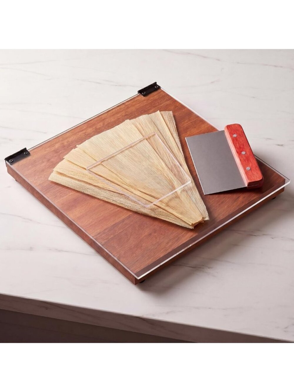Masa Spreader Board with Acrylic Top & Scraper Tool for Perfect Tamales